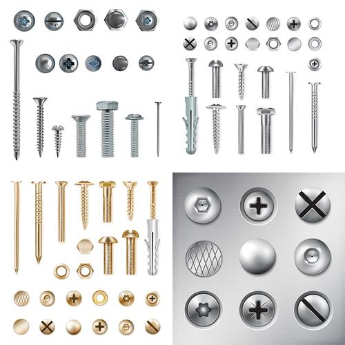 螺丝钉ai矢量素材铆钉螺母螺帽螺栓铁钉钉子设计素材
